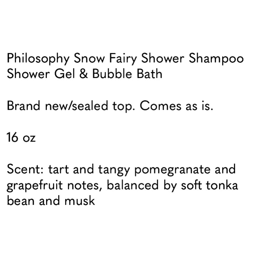 Philosophy Snow Fairy Shower Gel Shampoo Bubble Bath - Delightful Luxury Scent - Picture 6 of 7